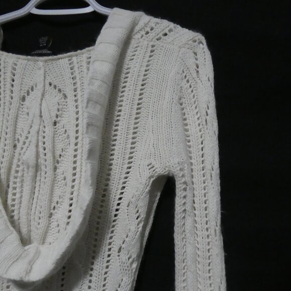AMERICAN EAGLE OUTFITTERS | medium | Hooded White Knitted Lace Sweater W Pockets - Picture 14 of 16